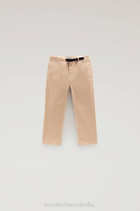 Woolrich Boys B Garment-Dyed Pants in Stretch Cotton Beach Sand Clothing J026897