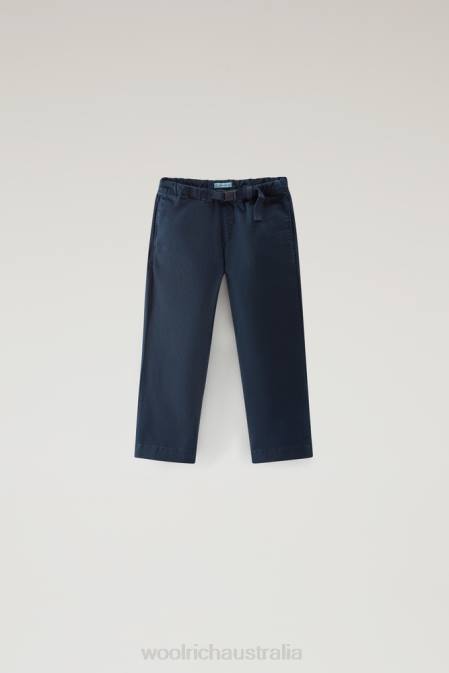 Woolrich Boys B Garment-Dyed Pants in Stretch Cotton Melton Blue Clothing J026896
