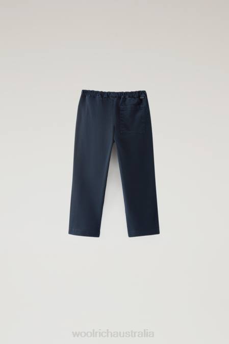 Woolrich Boys B Garment-Dyed Pants in Stretch Cotton Melton Blue Clothing J026896