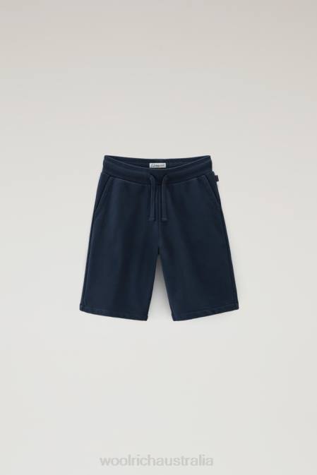 Woolrich Boys B Shorts in Pure Cotton Melton Blue Clothing J026883