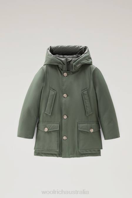 Woolrich Boys B Arctic Parka in Ramar with Protective Hood Thyme Green Clothing J026931