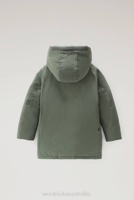 Woolrich Boys B Arctic Parka in Ramar with Protective Hood Thyme Green Clothing J026931