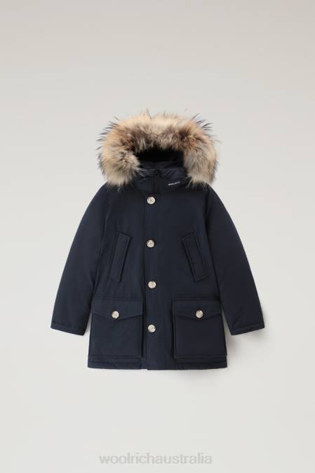 Woolrich Boys B Arctic Parka with Detachable Fur Melton Blue Clothing J026932