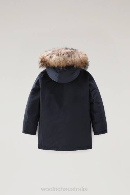 Woolrich Boys B Arctic Parka with Detachable Fur Melton Blue Clothing J026932