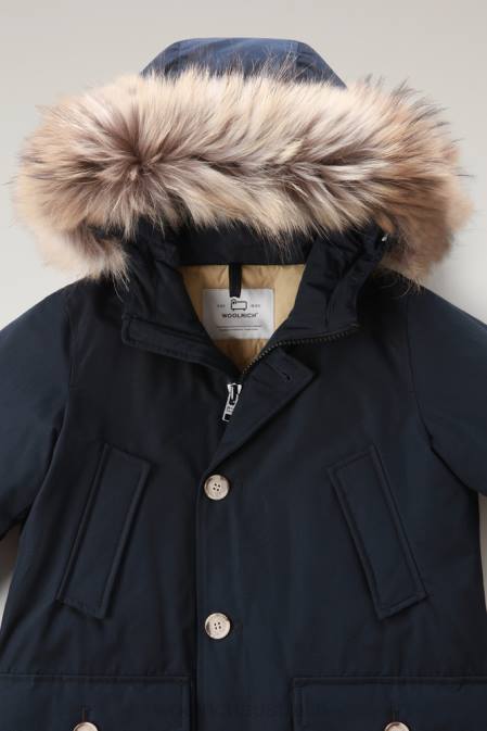 Woolrich Boys B Arctic Parka with Detachable Fur Melton Blue Clothing J026932