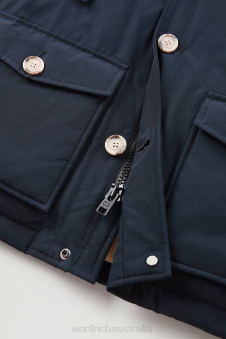 Woolrich Boys B Arctic Parka with Detachable Fur Melton Blue Clothing J026932