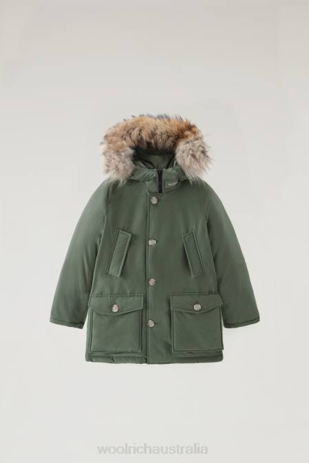 Woolrich Boys B Arctic Parka with Detachable Fur Thyme Green Clothing J026930