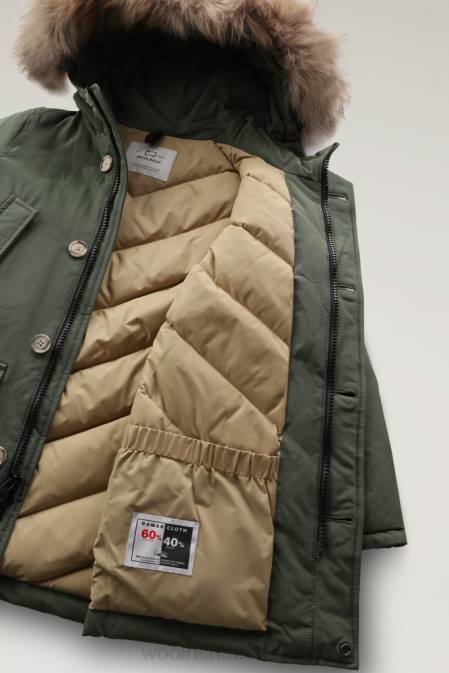 Woolrich Boys B Arctic Parka with Detachable Fur Thyme Green Clothing J026930