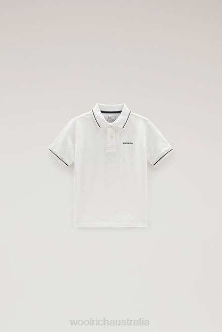 Woolrich Boys B Monterey Polo in Stretch Cotton Piquet Arctic White Clothing J026907
