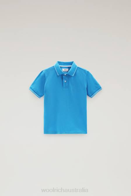 Woolrich Boys B Monterey Polo in Stretch Cotton Piquet Campanula Blue Clothing J026905