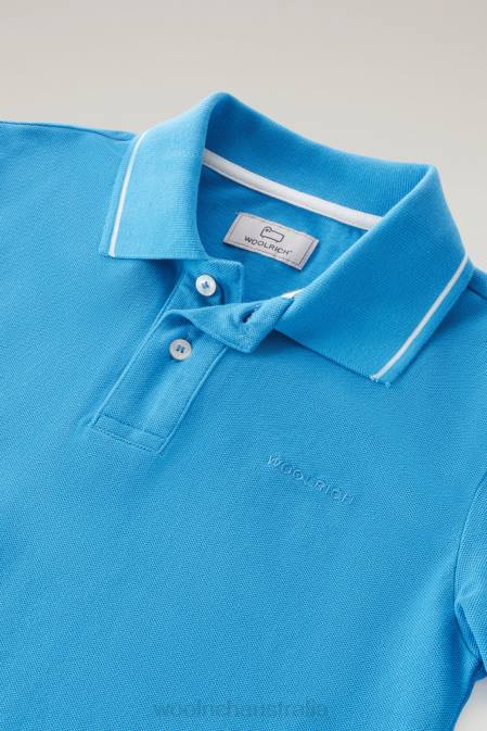 Woolrich Boys B Monterey Polo in Stretch Cotton Piquet Campanula Blue Clothing J026905