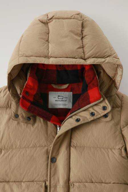Woolrich Boys B Quilted Taslan nylon Down Jacket with Detachable Hood Gold Khaki Clothing J026928