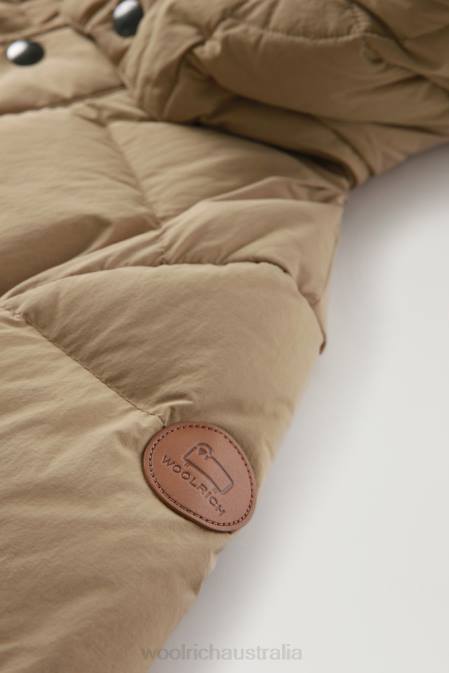 Woolrich Boys B Quilted Taslan nylon Down Jacket with Detachable Hood Gold Khaki Clothing J026928