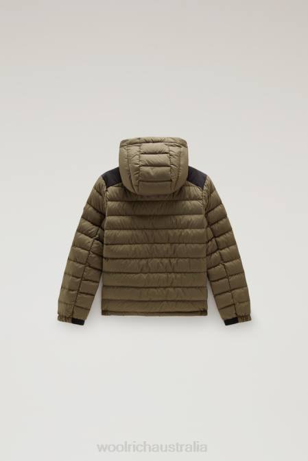 Woolrich Boys B Sundance Down Jacket with Hood Dark Green Clothing J026911