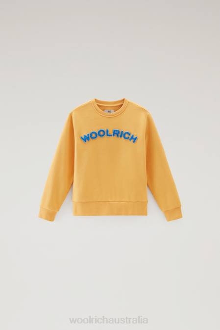 Woolrich Boys B Varsity Crewneck in Pure Cotton Fire Yellow Clothing J026867