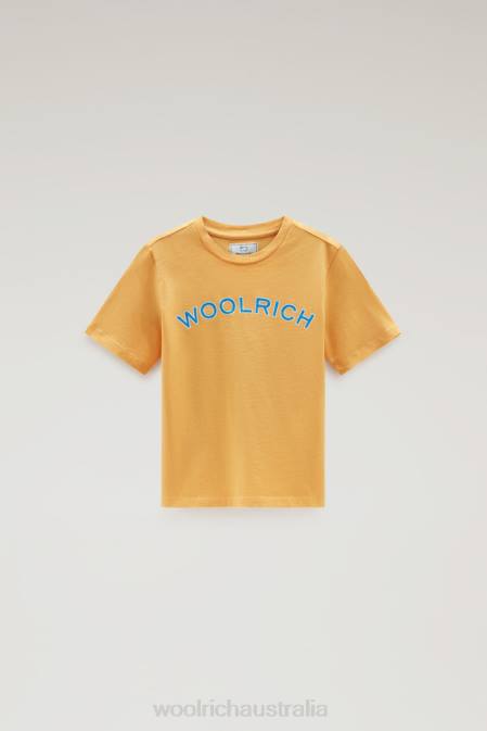 Woolrich Boys B Varsity Logo Tee in Pure Cotton Fire Yellow Clothing J026887