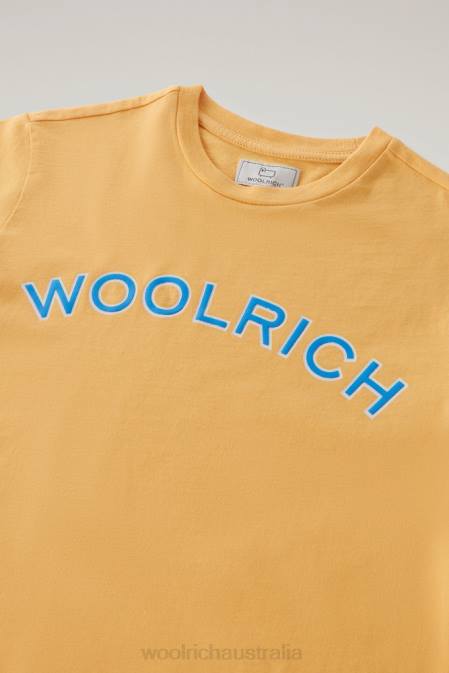 Woolrich Boys B Varsity Logo Tee in Pure Cotton Fire Yellow Clothing J026887