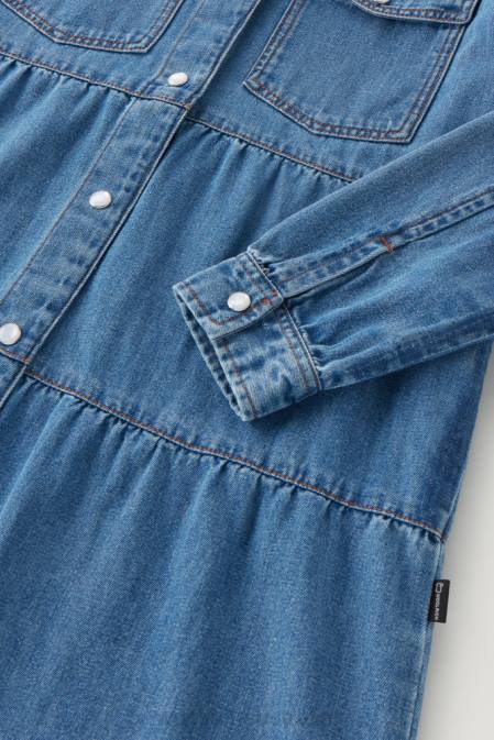 Woolrich Girls G Denim Dress with ruffles Stoned Denim Clothing J026872