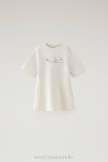 Woolrich Girls G Fleece Cotton Summer Dress Milky Cream Clothing J026871
