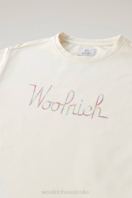 Woolrich Girls G Fleece Cotton Summer Dress Milky Cream Clothing J026871