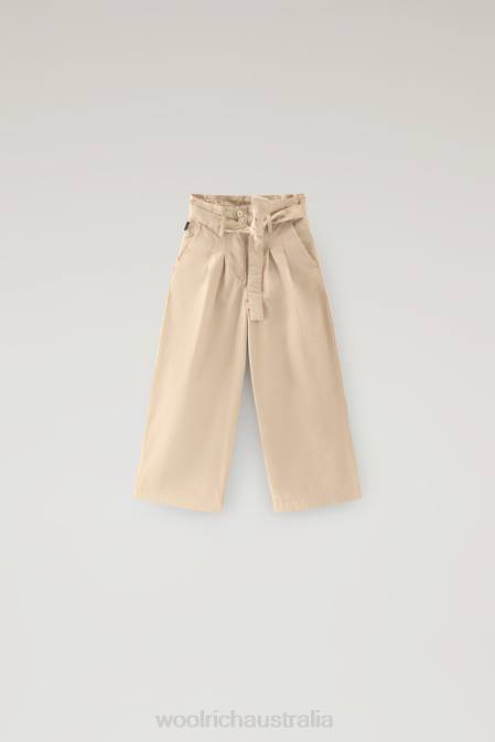 Woolrich Girls G High-Rise Pants in Pure Cotton Poplin Beach Sand Clothing J026893