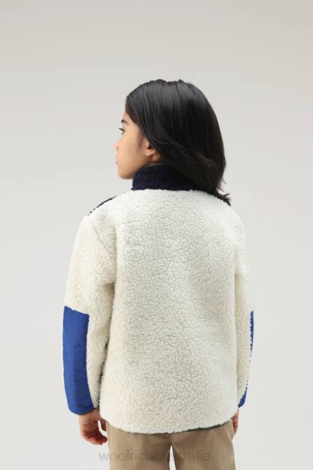 Woolrich Girls Curly Track Jacket Melton Blue Clothing J026921