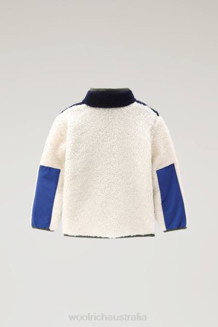 Woolrich Girls Curly Track Jacket Melton Blue Clothing J026921