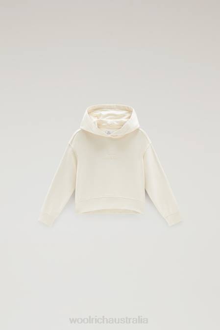 Woolrich Girls G Essential Pure Cotton Hoodie Milky Cream Clothing J026873