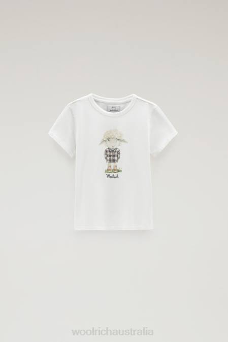 Woolrich Girls G Graphic Sheep T-Shirt in pure cotton Arctic White Clothing J026892