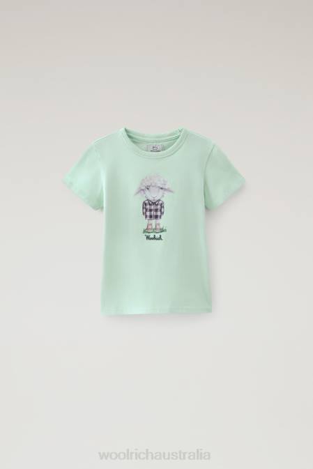 Woolrich Girls G Graphic Sheep T-Shirt in pure cotton Harbor Green Clothing J026898