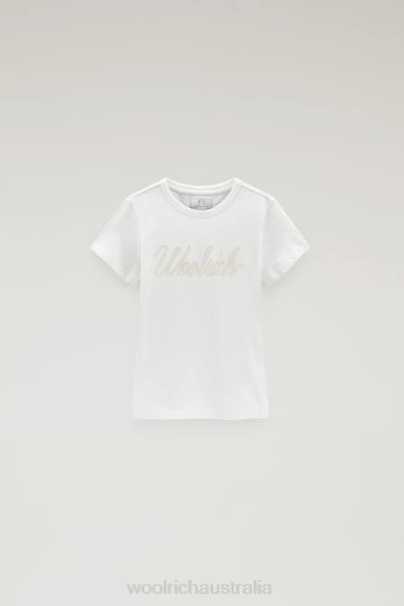 Woolrich Girls G Logo T-Shirt in Pure Cotton Arctic White Clothing J026899