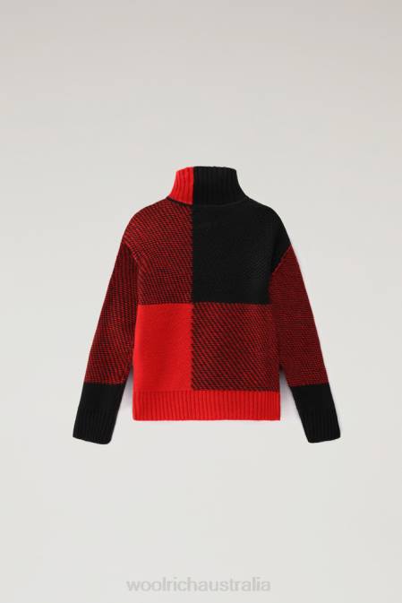 Woolrich Girls G Plaid Turtleneck in Merino Wool Blend Red Buffalo Clothing J026918