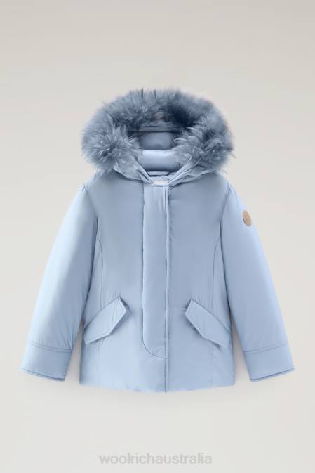 Woolrich Girls G Short Arctic Parka with Cashmere Fur Cloud Blue Clothing J026925