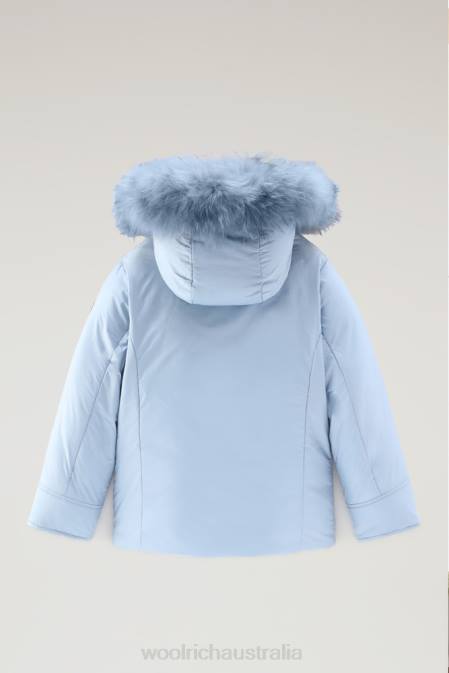 Woolrich Girls G Short Arctic Parka with Cashmere Fur Cloud Blue Clothing J026925