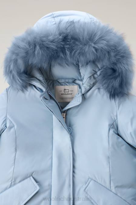 Woolrich Girls G Short Arctic Parka with Cashmere Fur Cloud Blue Clothing J026925