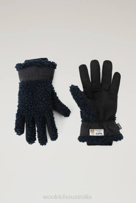 Woolrich Men Gloves in Sherpa-Elmer 1 Melton Blue Accessories J026722