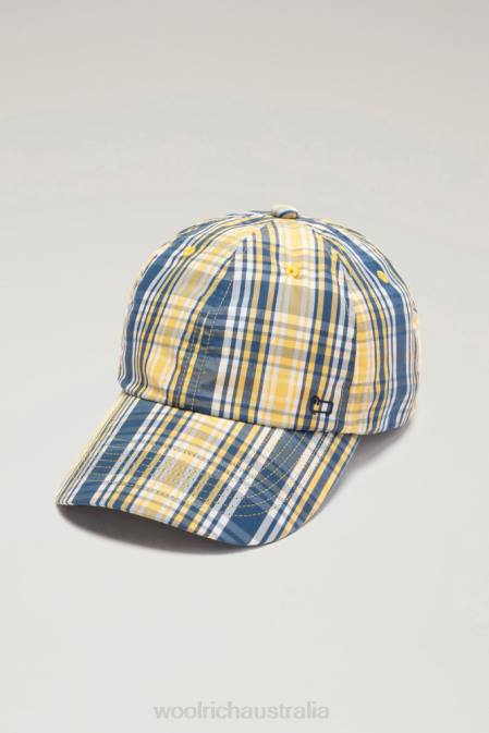 Woolrich Men Check Baseball Cap in a Cotton Wool Blend Yellow Check Accessories J026446