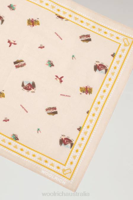 Woolrich Men Long Bandana in Pure Cotton Beige Accessories J026544