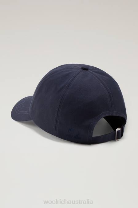 Woolrich Men Trails Embroidered Patch Baseball Cap Melton Blue Accessories J026465