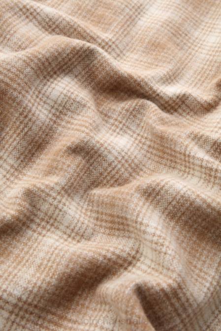 Woolrich Men Alaskan Check Overshirt in Recycled Italian Wool Blend Camel Hunting Clothing J026691