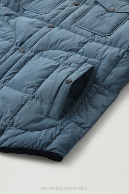 Woolrich Men Padded Heritage Terrain Overshirt in Taslan Nylon Blue Lake Clothing J026661