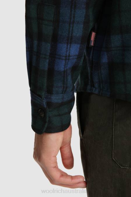 Woolrich Men Wool Blend Oxbow Flannel Overshirt-Made in USA Blackwatch Clothing J026859