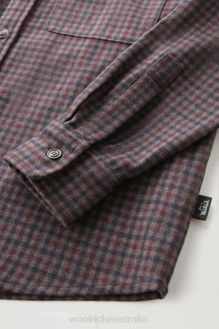 Woolrich Men Wool Blend Oxbow Flannel Overshirt-Made in USA Brown Blue Check Clothing J026840