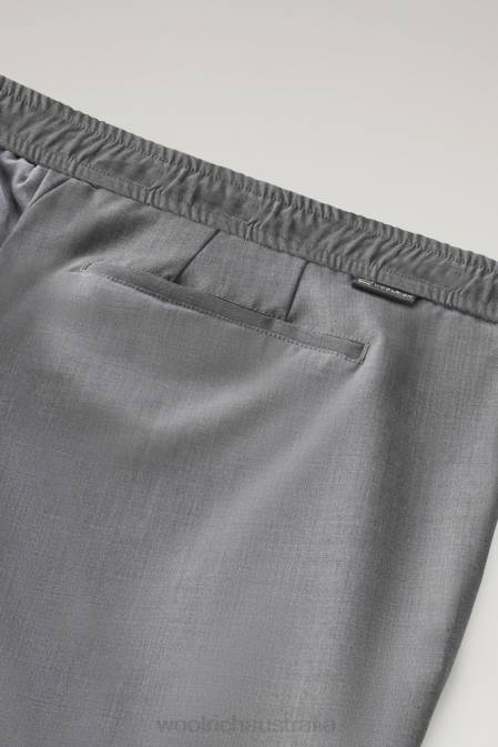 Woolrich Men Chino Pants in Cool Virgin Italian Wool Light Grey Melange Clothing J026506