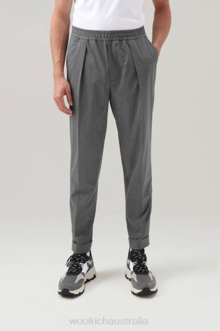 Woolrich Men Commuting Pants in Eco-Comfort Wool Blend Medium Grey Melange Clothing J026698