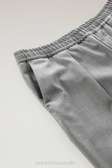 Woolrich Men Commuting Pants in Eco-Comfort Wool Blend Medium Grey Melange Clothing J026698