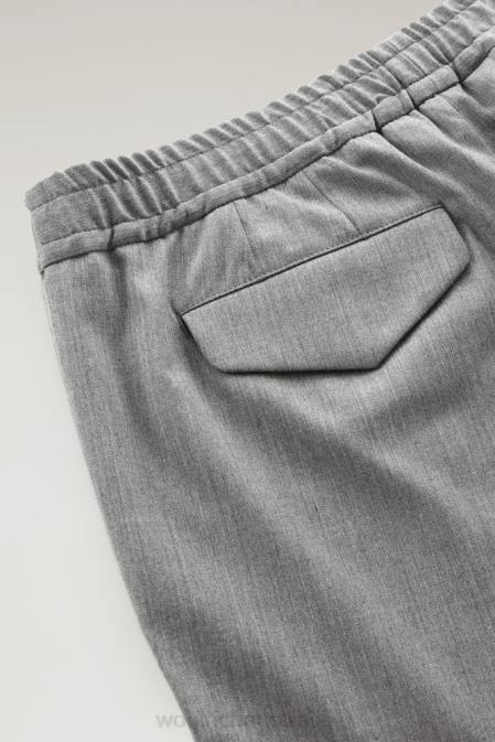 Woolrich Men Commuting Pants in Eco-Comfort Wool Blend Medium Grey Melange Clothing J026698
