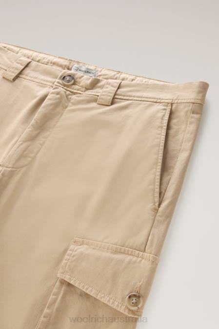 Woolrich Men Garment-Dyed Cargo Pants in Stretch Cotton Twill Beach Sand Clothing J026547