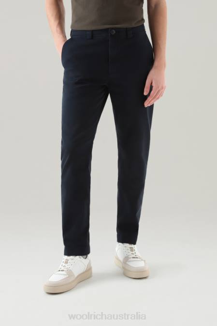 Woolrich Men Garment-Dyed Classic Chino Pant in Cotton Melton Blue Clothing J026633