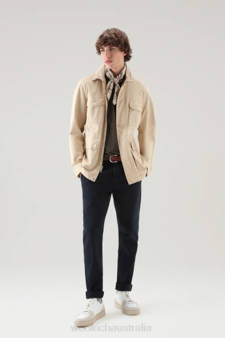 Woolrich Men Garment-Dyed Classic Chino Pant in Cotton Melton Blue Clothing J026633